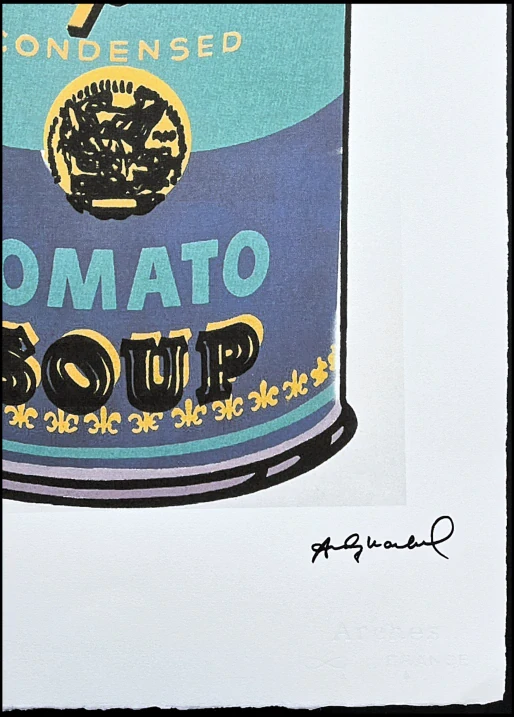 Andy Warhol - Campbell's Soup Tomato Soup modrá na bílém pozadí 10/100 - edice Leo Castelli s certifikátem