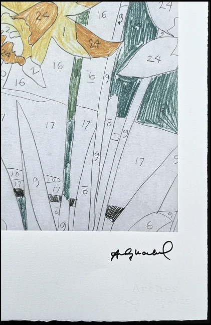 Andy Warhol - Yellow Daffodil with numbers 95/100 - edice Leo Castelli s certifikátem