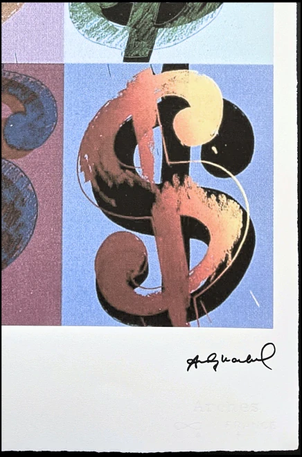 Andy Warhol - 4x Dollar Sign barevný 80/100 - edice Leo Castelli s certifikátem