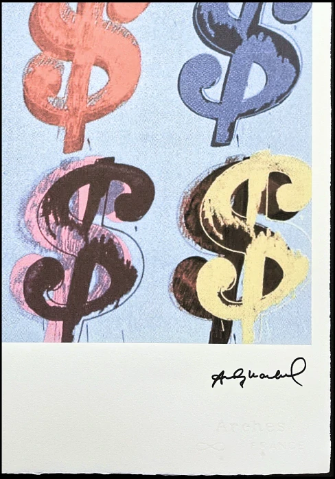 Andy Warhol - 9x Dollar Sign světle modrý 21/100 - edice Leo Castelli s certifikátem