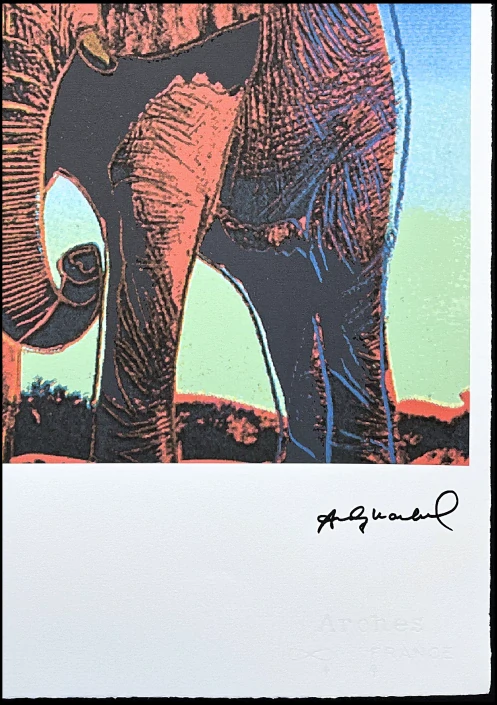 Andy Warhol - Elephnat na zeleno-modrém pozadí 81/100 - edice Leo Castelli s certifikátem