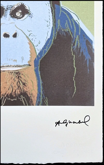 Andy Warhol - Orangutan modrý na zeleném pozadí 5/100 - edice Leo Castelli s certifikátem
