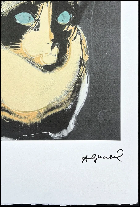 Andy Warhol - The Great Cat béžovo-černá x/100 - edice Leo Castelli s certifikátem