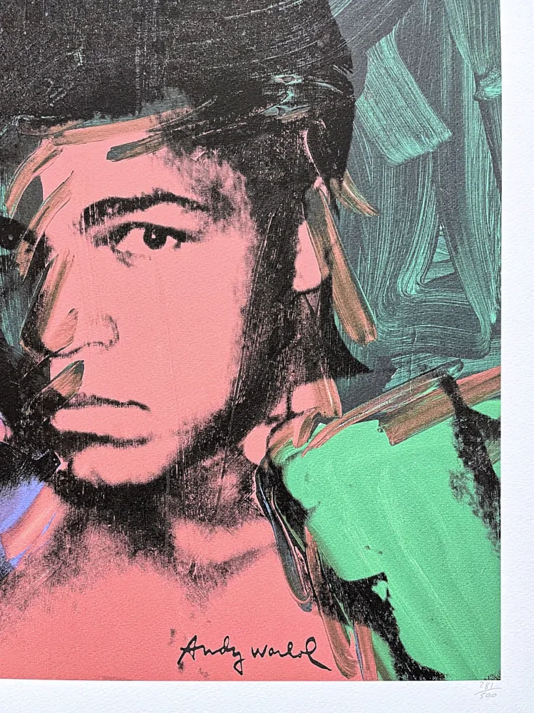 Andy Warhol - Muhammad Ali modro-zelený 281/500 - signováno, 50x50cm, limitovaná edice CMOA s certifikátem