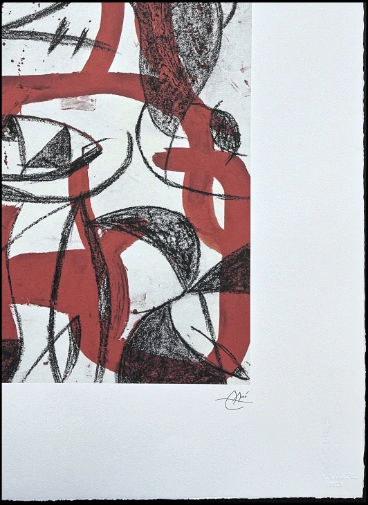 Joan Miró - Untitled red and white 9/150 - limitovaná edice s certifikátem, signováno, 56x76cm