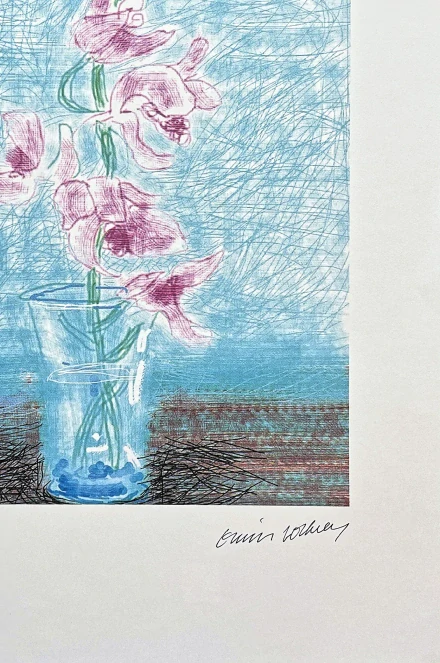 David Hockney - Pink Orchid 32/500 - limitovaná edice s certifikátem, 35x50 cm
