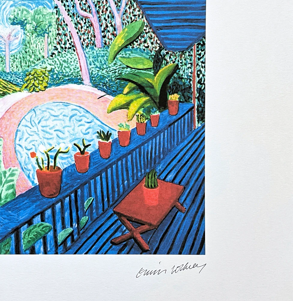 David Hockney - Red pots in the garden 207/500 - limitovaná edice s certifikátem, 50x35 cm