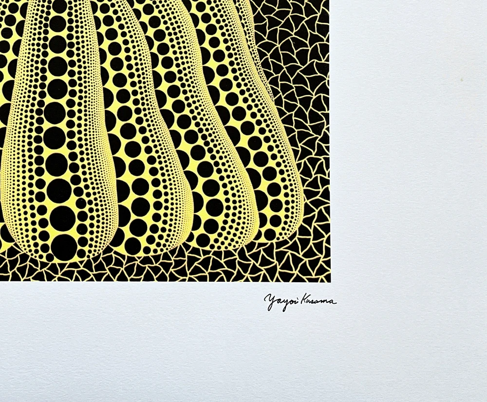 Yayoi Kusama - Yellow pumpkin on black III x/500 - signováno, číslovaná edice, 65x50 cm