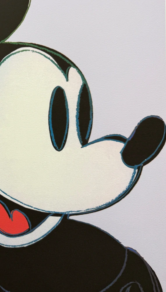 Andy Warhol - Mickey Mouse světle modrošedý 280/2400 - 60x60 cm, limitovaná edice CMOA s certifikátem
