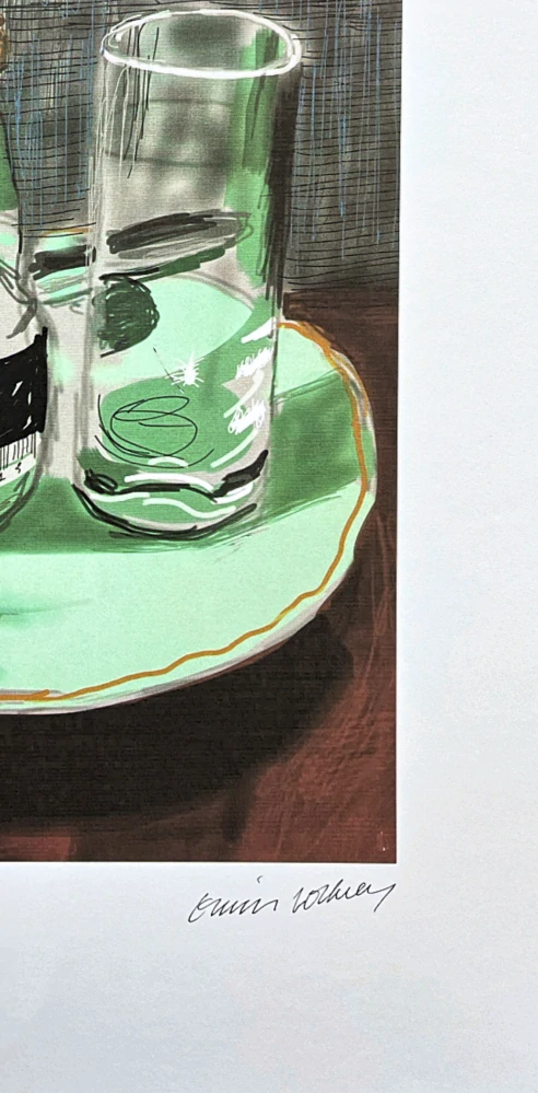 David Hockney - Glass bottles 258/500 - limitovaná edice, s certifikátem, 35x50 cm