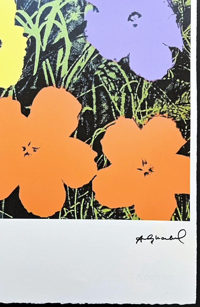 Andy Warhol - Flowers fialovo-oranžový 89/100 - edice Leo Castelli s certifikátem