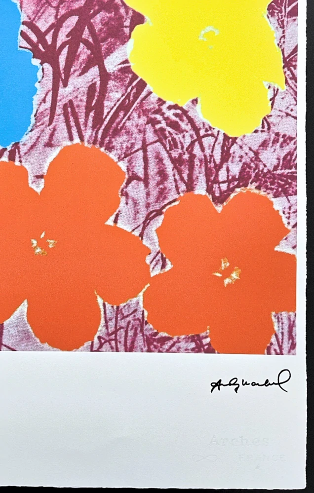Andy Warhol - Flowers žluto-modro-oranžové 17/100 - edice Leo Castelli s certifikátem