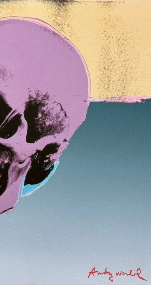 Andy Warhol - Skull žluto-růžová 226/2400 - 60x60cm, limitovaná edice CMOA s certifikátem