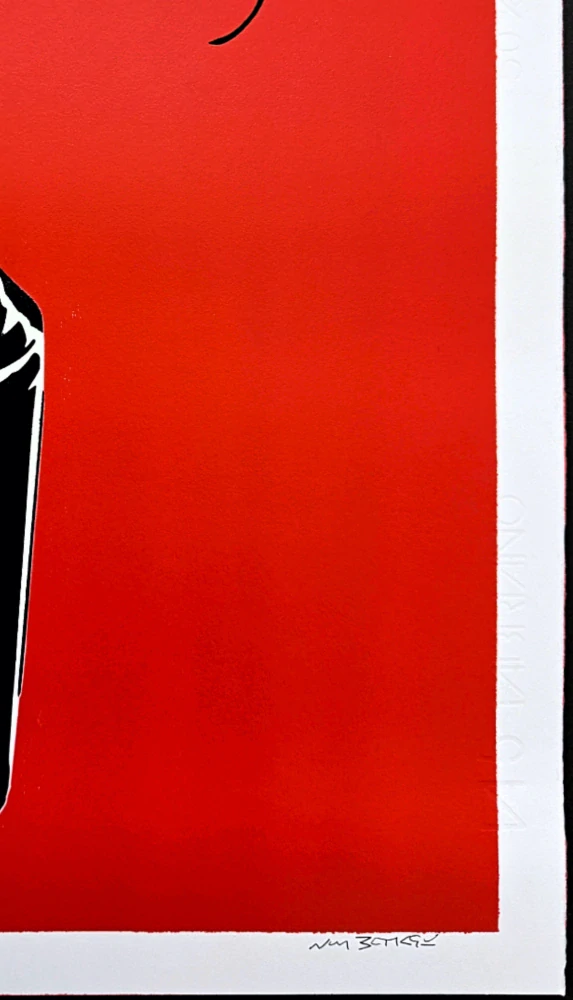 BANKSY/NOT BANKSY - Girl with spray can - red 1/5 -  originální ručně stříkaný sprej na papíře, 35x50cm