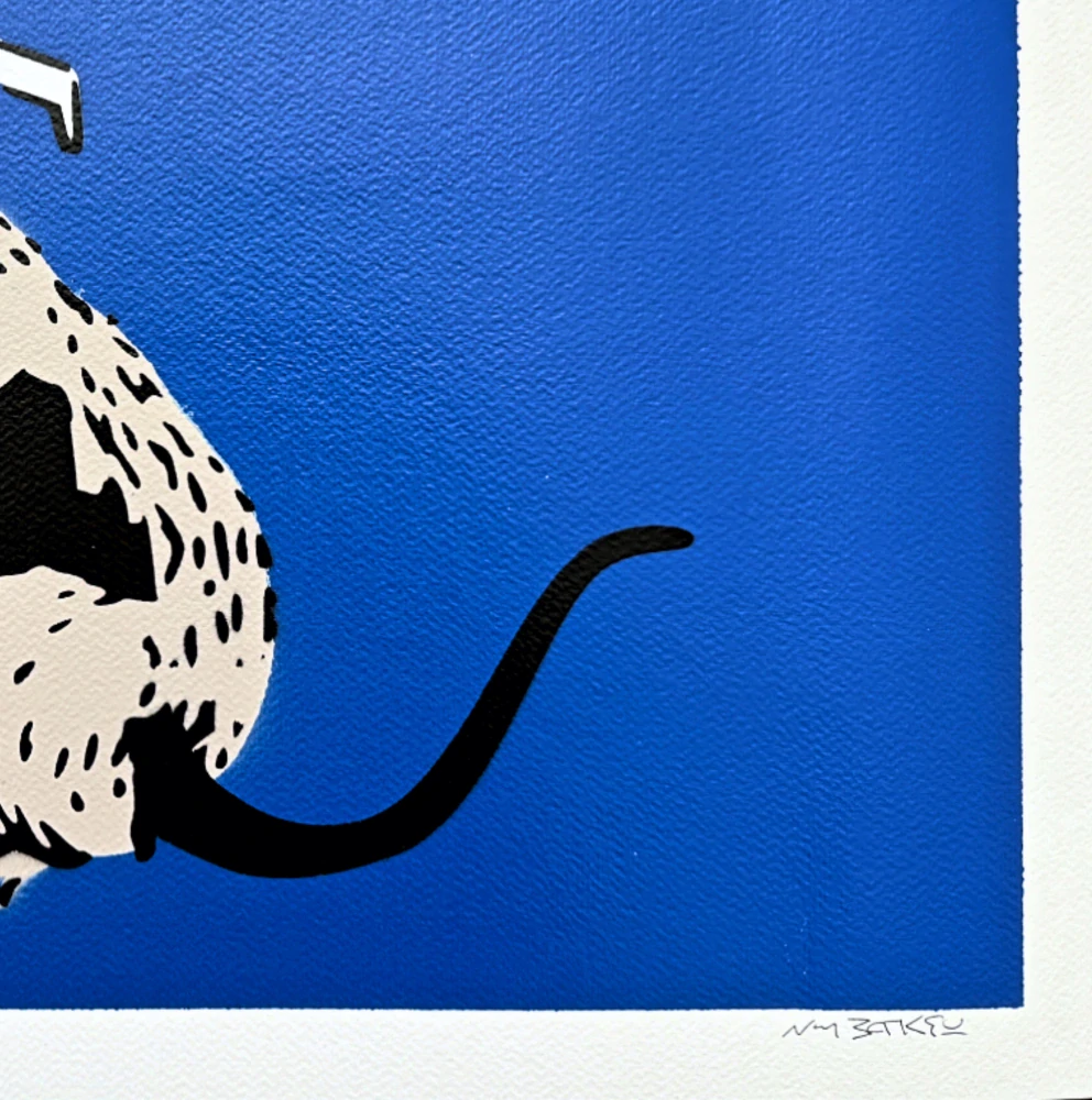 BANKSY/NOT BANKSY - 3D Rat - blue 1/5 - originální ručně stříkaný sprej na papíře