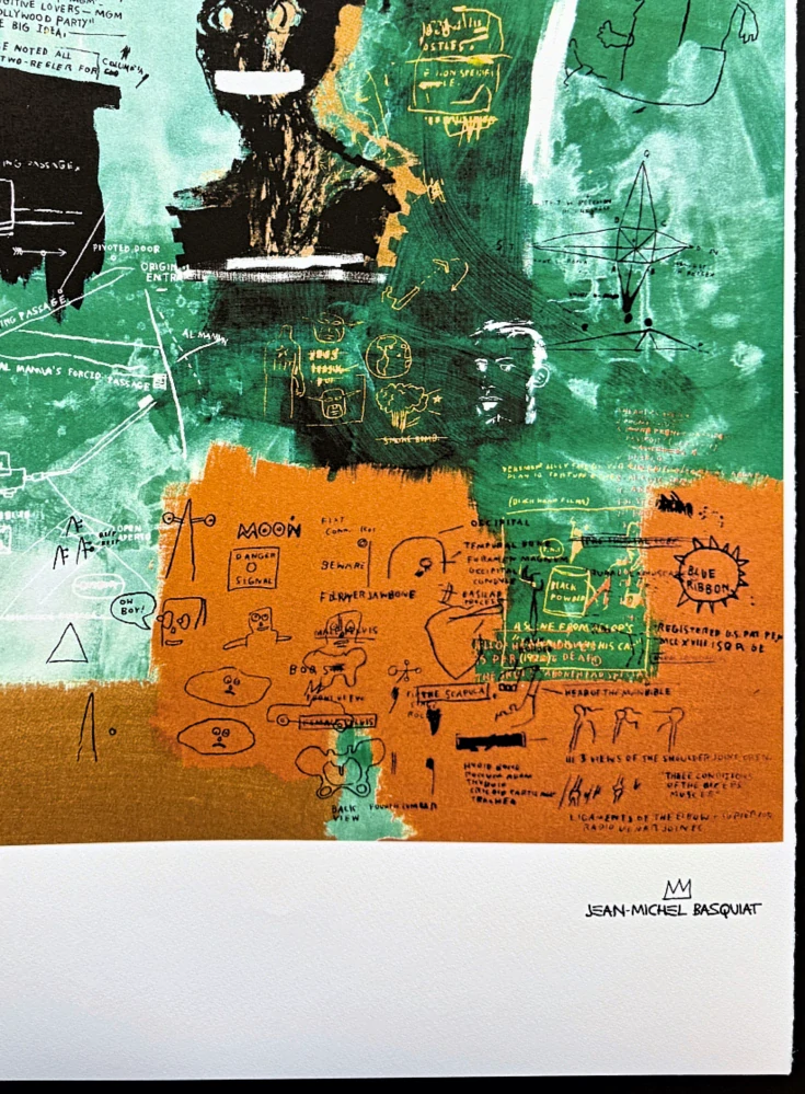 Jean-Michel Basquiat - Blue Ribbon 231/300 - limitovaná edice, signováno, 70x50cm