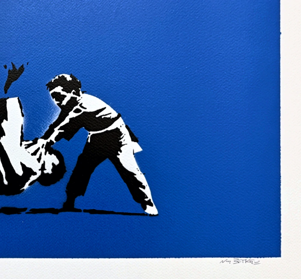 BANKSY/NOT BANKSY - Putin Heavyweight blue 10/20 - originální ručně stříkaný sprej na papíře
