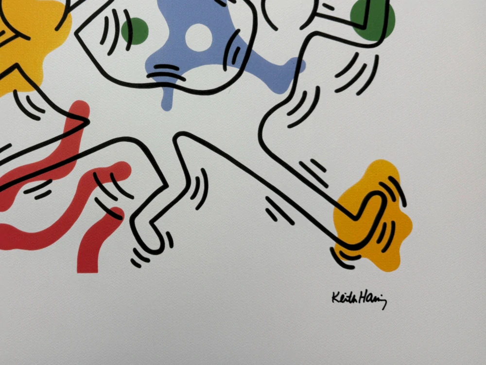Keith Haring - Untitled Three Dancing Figures x/150 - signováno, limitovaná edice s certifikátem, 50x70 cm