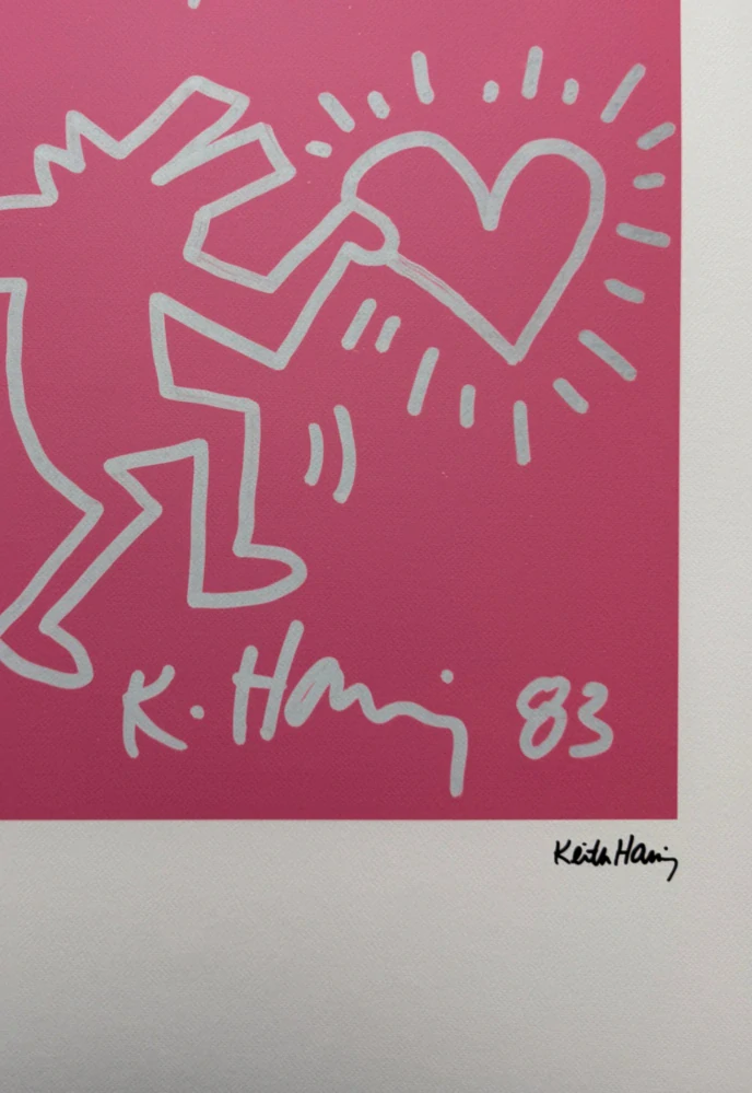 Keith Haring - Heart x/150 - signováno, limitovaná edice s certifikátem, 50x70 cm