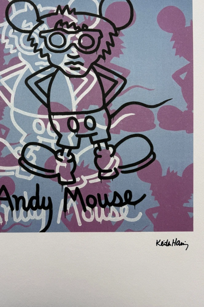 Keith Haring - Andy Mouse ll x/150 - signováno, limitovaná edice s certifikátem, 50x70 cm