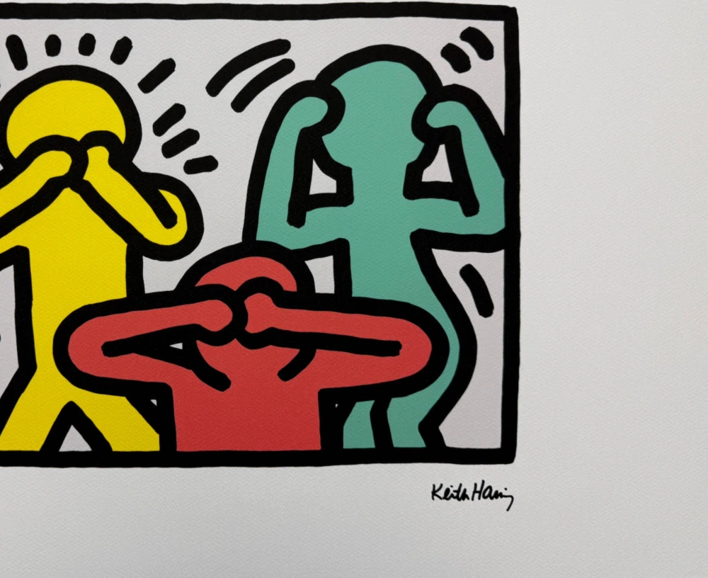 Keith Haring - See No Evil Hear No Evil Speak No Evil x/150 - signováno, limitovaná edice s certifikátem, 70x50 cm