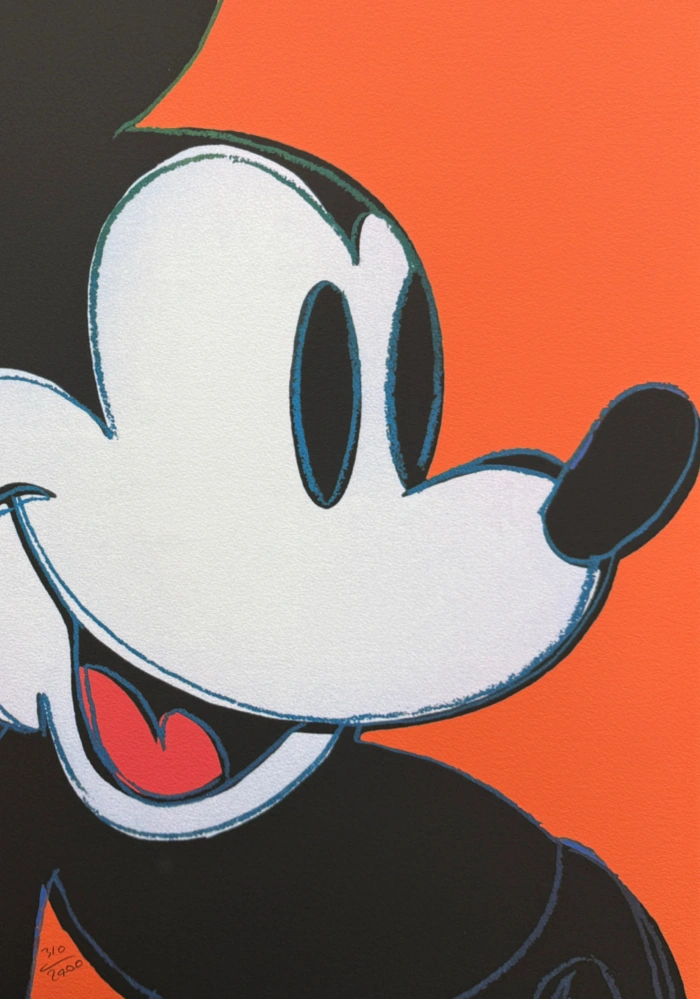 Andy Warhol - Mickey Mouse světle oranžový x/2400 - 60x60cm, limitovaná edice CMOA a certifikátem