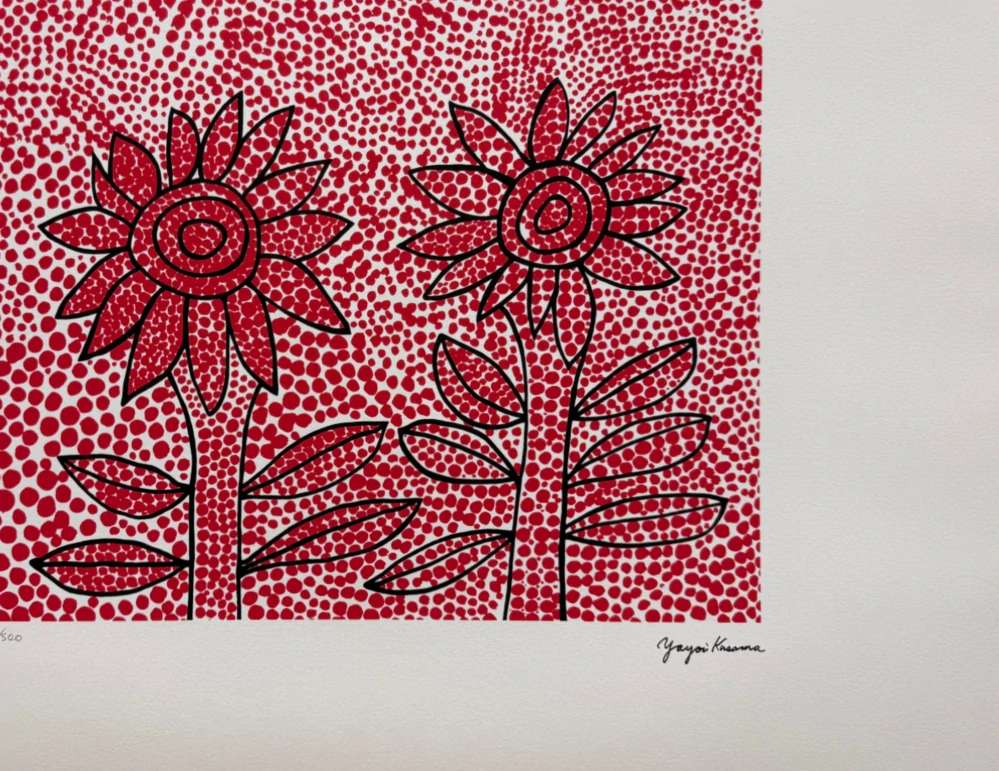 Yayoi Kusama - Flowers x/500 - signováno, číslovaná edice, 65x50 cm