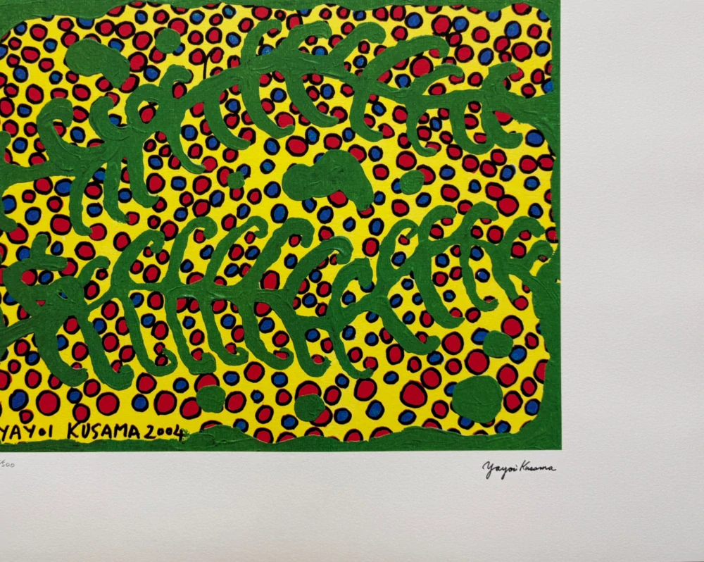 Yayoi Kusama - Green Lines and Dots x/500 - signováno, číslovaná edice, 65x50 cm