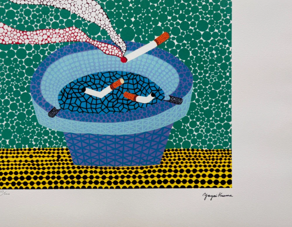 Yayoi Kusama - Ashtray x/500 - signováno, číslovaná edice, 65x50 cm