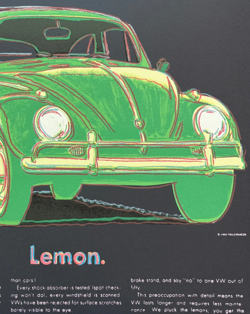 Andy Warhol - Lemon Volkswagen x/2400 - 60x60cm, limitovaná edice CMOA s certifikátem