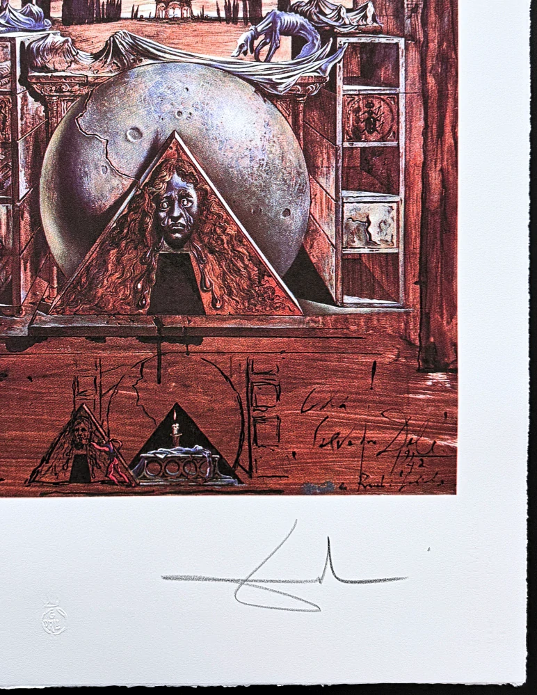 Salvador Dalí - The Face in the Triangle - signováno, limitovaná edice, 50x66cm