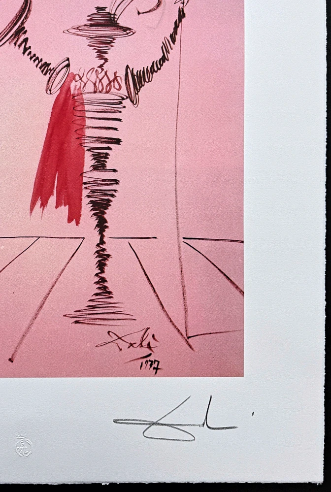 Salvador Dalí - Surrealist Figure in Red - signováno, limitovaná edice, 50x66cm