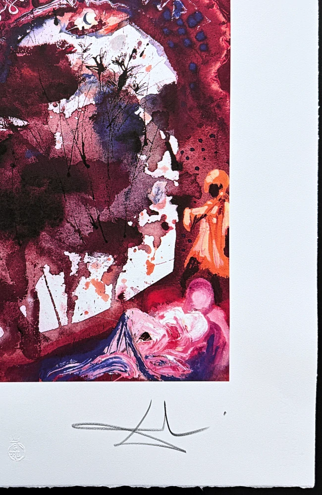 Salvador Dalí - Surreal Landscape in Red and Blue - signováno, limitovaná edice, 50x66cm