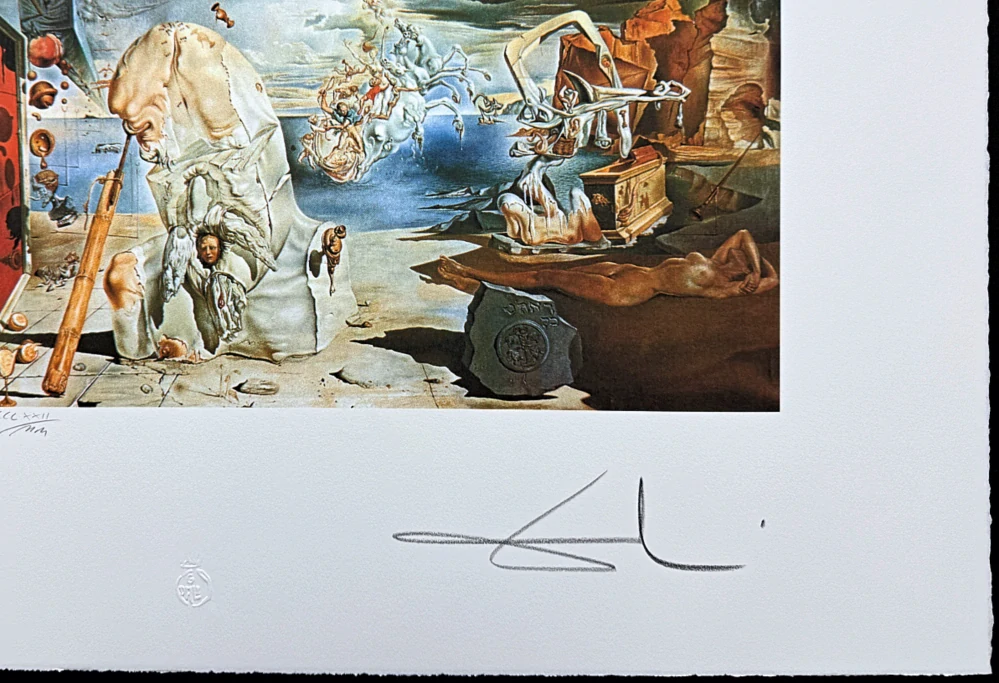 Salvador Dalí - Surreal Landscape with Figures - signováno, limitovaná edice, 66x50cm