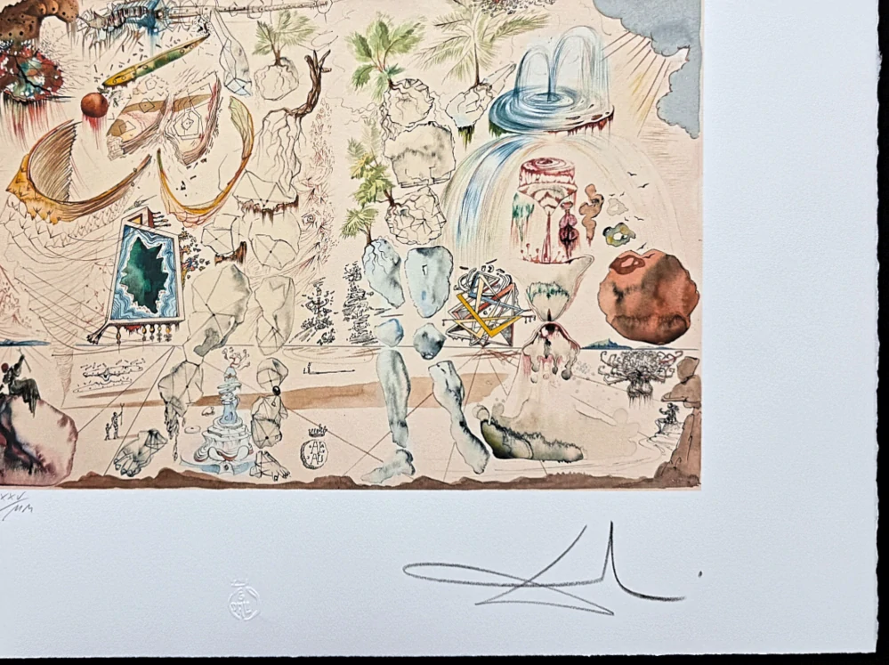 Salvador Dalí - Surrealistic Composition with Floating Objects - signováno, limitovaná edice, 66x50cm
