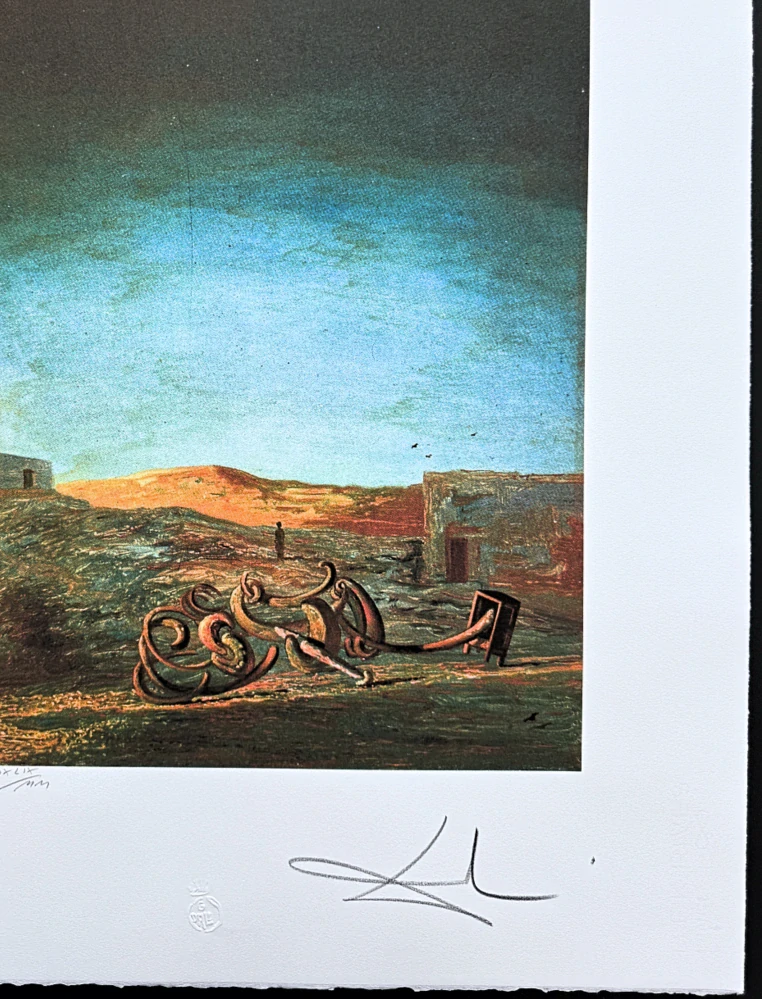Salvador Dalí - Surrealist Landscape with Soft Objects - signováno, limitovaná edice, 50x66cm