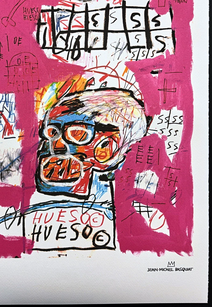 Jean-Michel Basquiat - Head with Crown on Pink Background - x/300 - limitovaná edice, signováno, 50x70cm