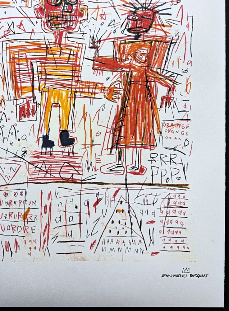 Jean-Michel Basquiat - Two Figures in Orange and Red x/300 - limitovaná edice, signováno, 50x70cm 