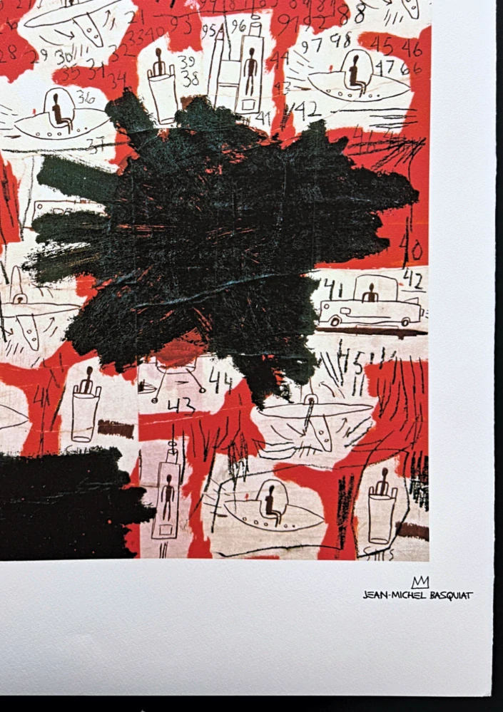 Jean-Michel Basquiat - Red and Black with Numbers and Boats - x/300 - limitovaná edice, signováno, 50x70cm