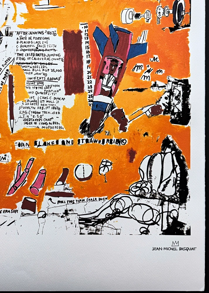 Jean-Michel Basquiat - Orange Composition with Crowned Figure - x/300 - limitovaná edice, signováno, 50x70cm