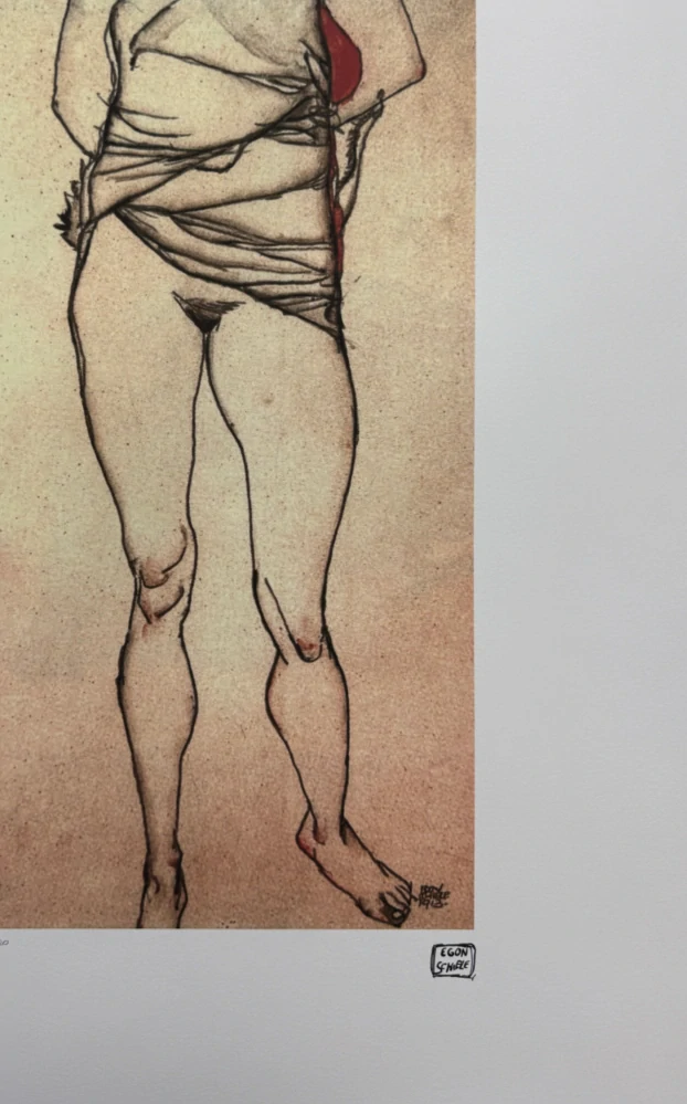 Egon Schiele - Standing Female Nude Seen from Behind - x/200 - limitovaná edice, s certifikátem, 50x70 cm