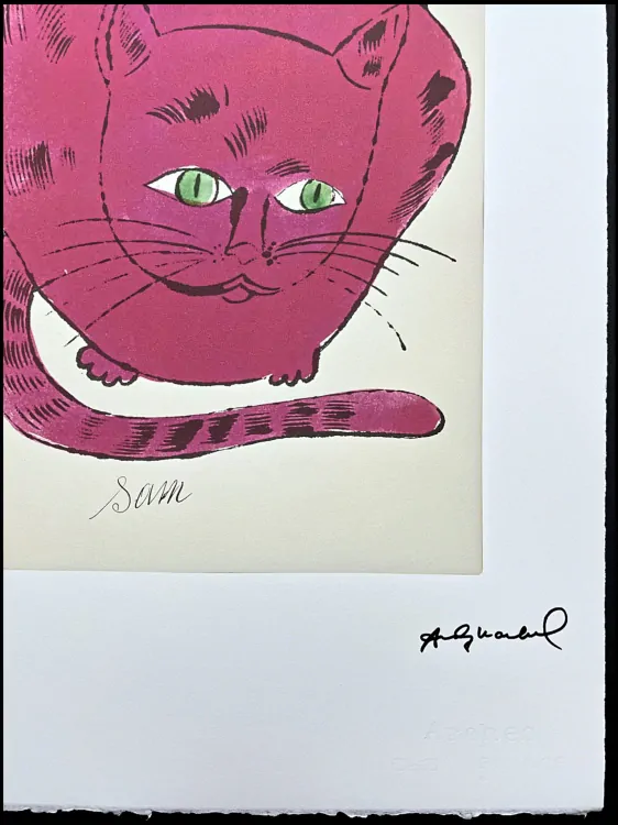 Andy Warhol - Cat Sam tmavě růžový 23/100 - edice Leo Castelli s certifikátem