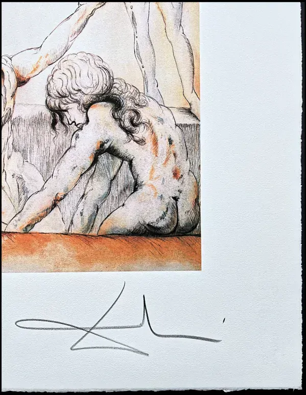 Salvador Dalí - Les deux paysans dans la fosse -  signováno, limitovaná edice, 50x66cm