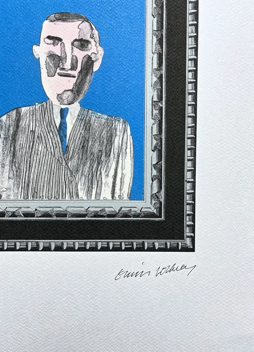 David Hockney - Picture of a Portrait in a Silver Frame 19/200 - limitovaná edice, s certifikátem, 35x50 cm
