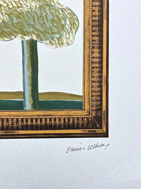 David Hockney - A Picture of a Landscape in an elaborate Gold Frame 138/200 - limitovaná edice, s certifikátem, 35x50 cm