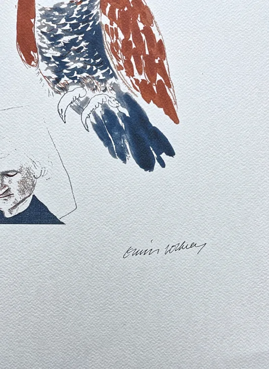 David Hockney - My Mother with Parrot 36/200 - limitovaná edice, s certifikátem, 35x50 cm