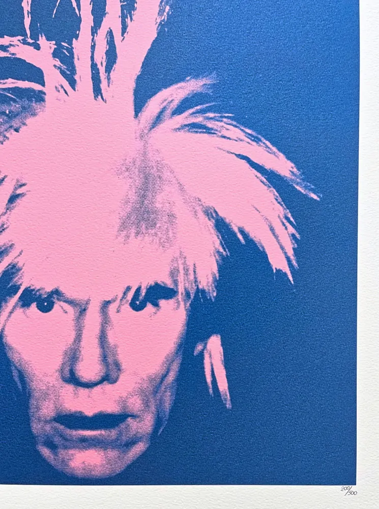 Andy Warhol - Self Portrait růžovo-modrý 200/500 - signováno, 50x50cm, limitovaná edice CMOA s certifikátem