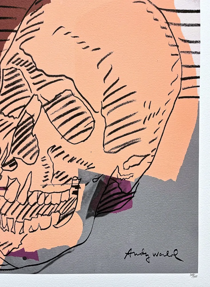 Andy Warhol - Skull oranžová 318/500 - signováno, 50x50cm, limitovaná edice CMOA s certifikátem