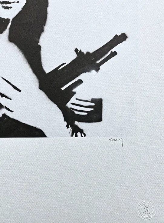 Banksy - Mona Lisa Bazooka 89/150 - číslovaná edice s certifikátem, 50x70cm