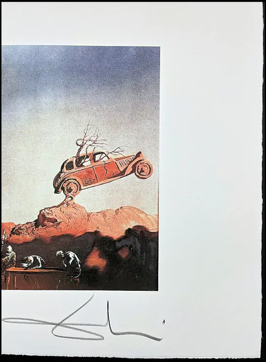Salvador Dalí - The Importance of the Car - signováno, limitovaná edice, 50x66cm
